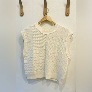 Amazon Cream Sleeveless Mixed Cable Sweater Size Small